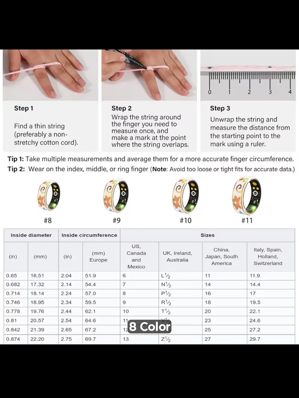 Smart Ring Wireless Wearable NWT- White Size 10